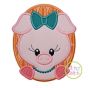 Oval Pig Girl Applique | Machine Embroidery Designs by JuJu