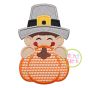 Pilgrim Boy Pumpkin Peeker Applique | Machine Embroidery Designs by JuJu
