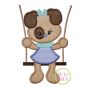 Puppy in the Swing Girl Applique | Machine Embroidery Designs by JuJu