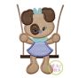 Puppy in the Swing Girl Applique | Machine Embroidery Designs by JuJu