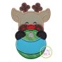 Reindeer Boy Ornament Peeker Applique | Machine Embroidery Designs by JuJu