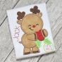 Reindeer Hugging Holly Boy Applique | Machine Embroidery Designs by JuJu