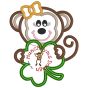 Shamrock Monkey Girl Applique | Machine Embroidery Designs by JuJu