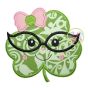 Shamrock Glasses Girl Applique | Machine Embroidery Designs by JuJu