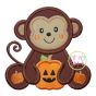 Sitting Halloween Monkey Applique | Machine Embroidery Designs by JuJu