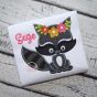 Sitting Raccoon Flowers Applique | Machine Embroidery Designs by JuJu