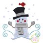 Snowman and Bird Applique | Machine Embroidery Designs by JuJu
