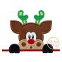 Surprised Reindeer Boy Peeker Applique | Machine Embroidery Designs by JuJu