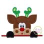 Surprised Reindeer Boy Peeker Applique | Machine Embroidery Designs by JuJu