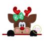 Surprised Reindeer Girl Peeker Applique | Machine Embroidery Designs by JuJu