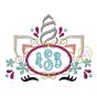 Unicorn Horn Monogram Oval Embroidery | Machine Embroidery Designs by JuJu