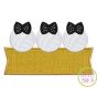 Volleyball Bow Trio Banner Applique Design | Machine Embroidery Designs by JuJu