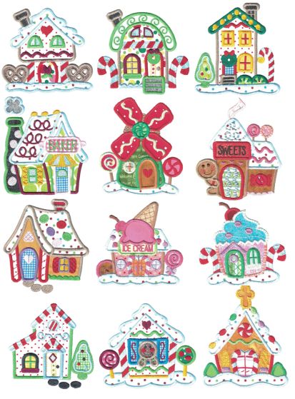 Gingerbread Village Applique Machine Embroidery Designs by JuJu