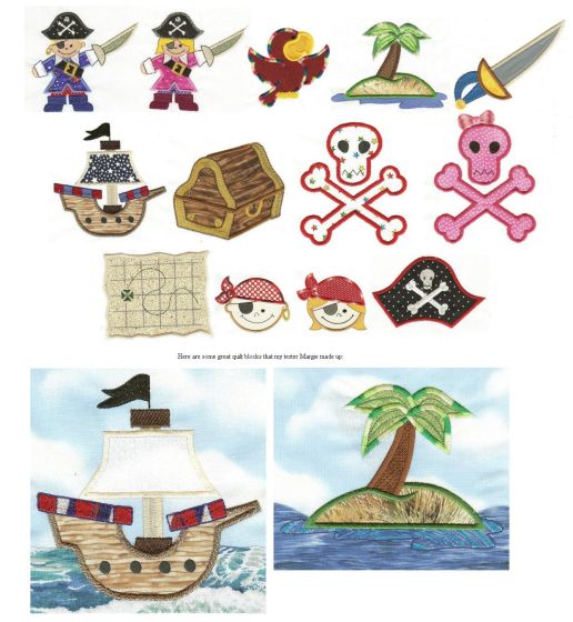 Pirates Arrgghh! Applique Machine Embroidery Designs by JuJu 