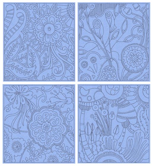 Mehndi Quilt Blocks 1 Machine Embroidery Designs by JuJu