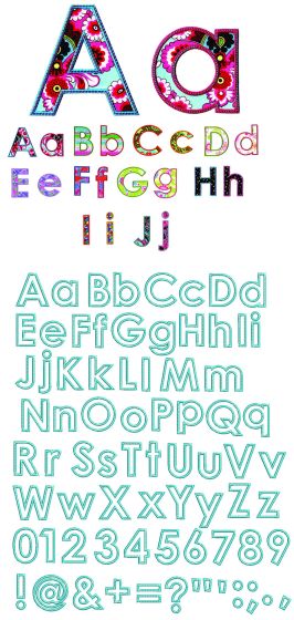Simply Sweet Block Font Applique Machine Embroidery Designs by JuJu 