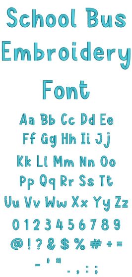 School Bus Embroidery Font | Machine Embroidery Designs by JuJu