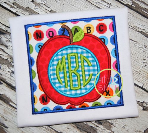 Apple Box Monogram Applique | Machine Embroidery Designs by JuJu