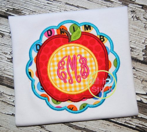 Apple Scallop Monogram Applique | Machine Embroidery Designs by JuJu