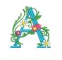 Floral Monogram Non Split Version Machine Embroidery Designs by JuJu