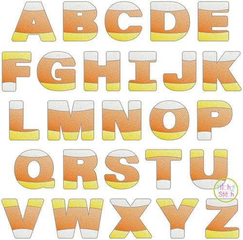 Candy Corn Sketch Embroidery Font | Machine Embroidery Designs by JuJu