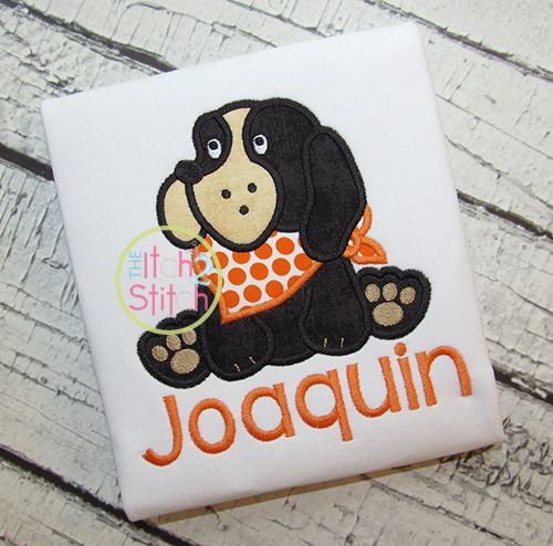 Sitting Hound Dog Mascot Applique