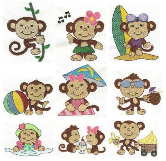 Monkey Business Machine Embroidery Designs by JuJu