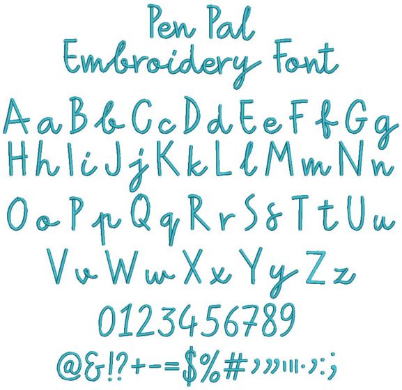 Pen Pal Embroidery Font | Machine Embroidery Designs by JuJu
