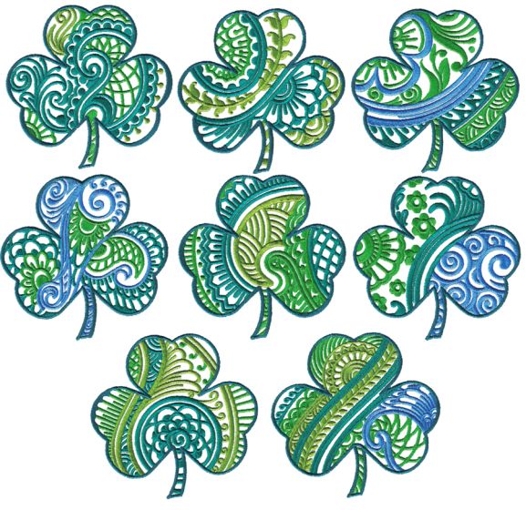 Ornamental Shamrocks St Patricks Day Designs by JuJu Machine Embroidery Designs