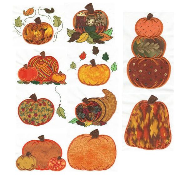 Pumpkin Patch Applique Machine Embroidery Designs by JuJu 