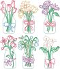 Floral Mason Jars Line Art | Machine Embroidery Designs by JuJu
