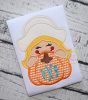 Pilgrim Girl Pumpkin Peeker Applique | Machine Embroidery Designs by JuJu