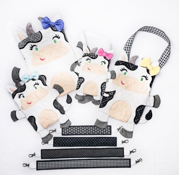 In The Hoop Cow Zipper Bag | Machine Embroidery Designs by JuJu