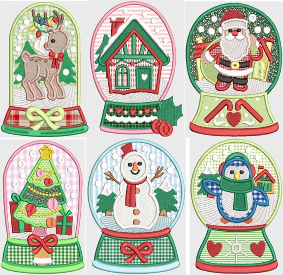 Christmas Snow Globes Digital Embroidery Designs by JuJu
