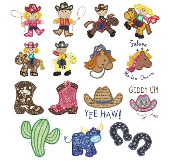 Ride Em Cowboy Applique Machine Embroidery Designs by JuJu 
