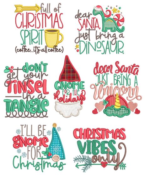 Christmas Word Art 8 Machine Embroidery Designs by JuJu

