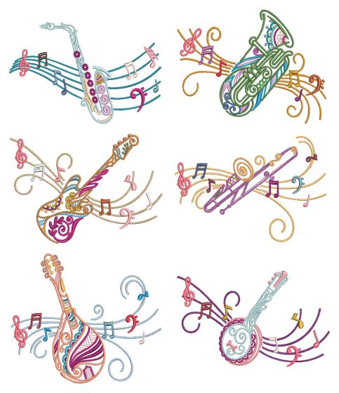 Mehndi Music 4 Machine Embroidery Designs by JuJu
