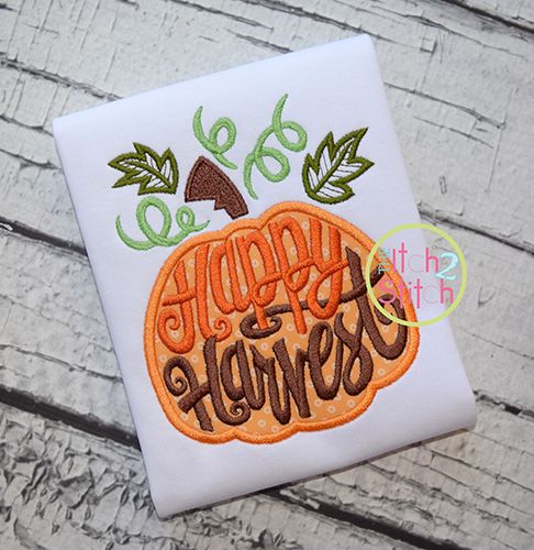 Happy Harvest Pumpkin Applique | Machine Embroidery Designs by JuJu