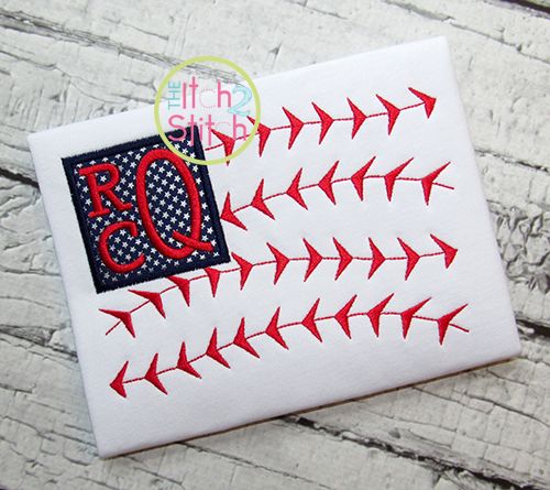 Baseball Flag Monogram Applique | Machine Embroidery Designs by JuJu
