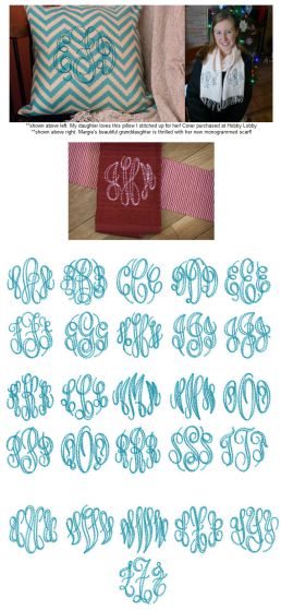 Fun Stitch Circular Script Monogram Machine Embroidery Designs by JuJu