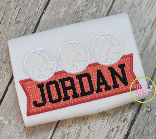Volleyball Trio Banner Applique Design | Machine Embroidery Designs by JuJu