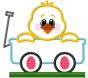 Chick In Wagon Applique | Machine Embroidery Designs by JuJu