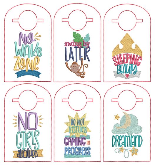 ITH Doorknob Hangers Set 2 | Machine Embroidery Designs by JuJu