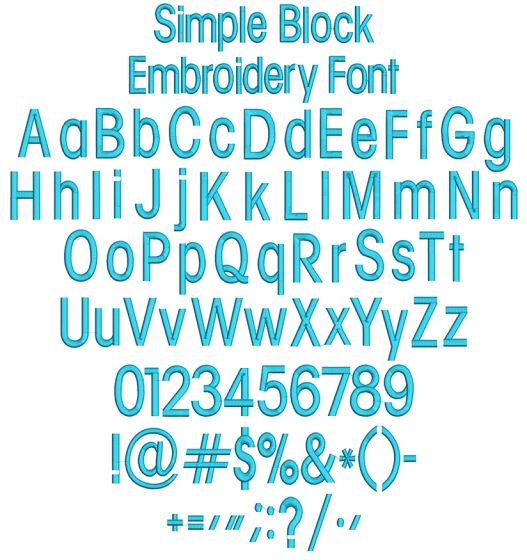 Simple Block Embroidery Font | Machine Embroidery Designs by JuJu