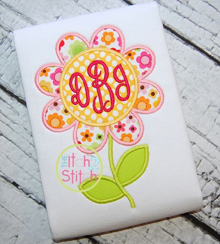 Flower Monogram Applique | Machine Embroidery Designs by JuJu