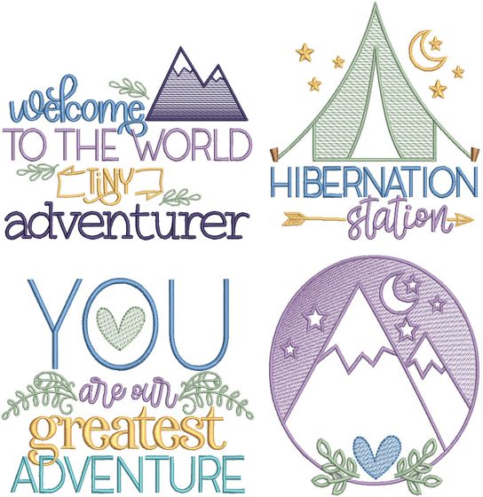 Baby Adventure Word Art 2 | Machine Embroidery Designs by JuJu