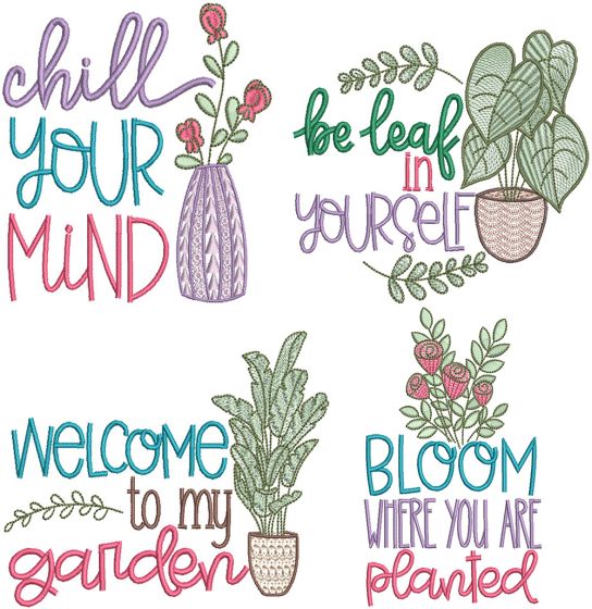 Plant Lovers Word Art 1 | Machine Embroidery Designs by JuJu