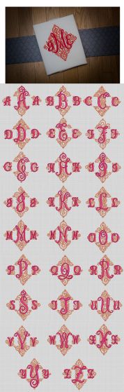 Adorn Trio Ornamental Monogram Machine Embroidery Designs by JuJu