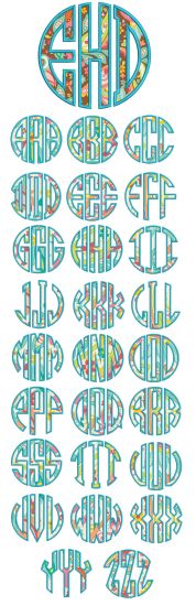 Circle Applique Monogram Alphabet Machine Embroidery Designs by JuJu