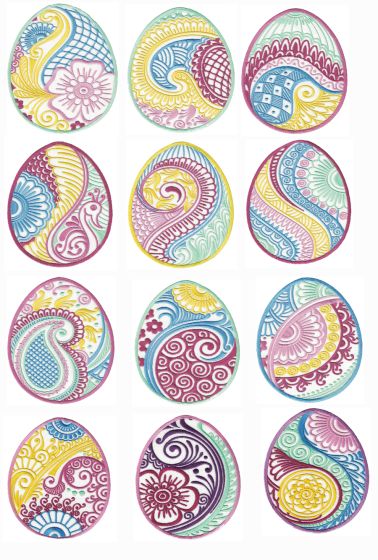 Mehndi Henna Easter Eggs Machine Embroidery Designs by JuJu